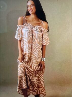 ANTHROPOLOGIE CONDITIONS APPLY PRINTED TIE STRAP KAFTAN